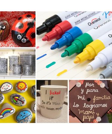 Oil-Based Waterproof Paint Pens - Permanent Markers for Rocks, Wood, Fabric, Plastic, Glass - 12 Colors - Buy Online on GoSupps.com