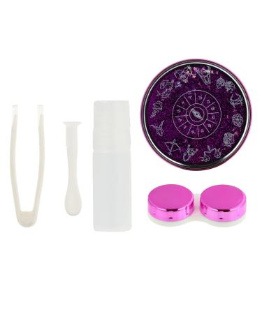 Exceart contact lenses case kit fashion quicksand color sparkled contact lenses care vision box with tweezers applicator cleaning holder soak storage organizer (purple)