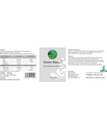  Microflorana Green Basic - Supports Metabolism and Oxygen Transport - 180 Capsules - Vegan - From Microflorana - Buy Online on GoSupps.com