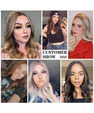 CHRSHN Platinum Blonde Ombre Long Wavy Synthetic Wig 22 Inches - Heat Resistant Fiber - Middle Part - Light Brown Mix - Buy Online on GoSupps.com
