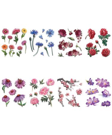 GlaryYears 3D Floral Temporary Tattoos - Rose Chrysanthemum Designs for Women | Waterproof Body Art Stickers | Medium Size - Buy Online on GoSupps.com