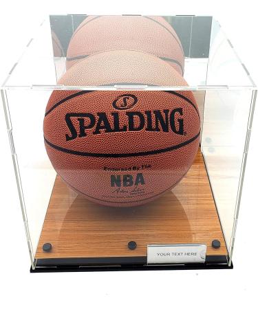 Square Shape Soccer Ball Display Case | Full Size Basketball | Acrylic Box with UV Protection | 10x10x9 | Wood Floor Memorabilia - Buy Online on GoSupps.com