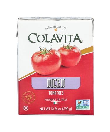 Colavita Italian Diced Tomatoes, Perfect for Chunky Sauces and Pasta Dishes, or as a Topping for Bruschetta and Soups, Tetra Recart Box, Eco-Friendly, Sustainable (Pack of 16) 13.76 Ounce (Pack of 16)