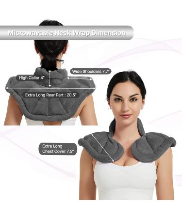 Microwavable Heating Pad for Neck and Shoulders  Extra Large Weighted Heated Neck Wrap Microwave with Moist Heat Reusable (Gray) Neck & Shoulders - Dark Gray - Buy Online on GoSupps.com
