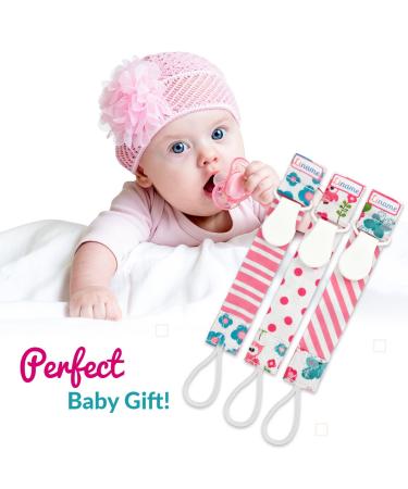 Liname Neutral Pacifier Clip - 3 Pack Binky Holders for Boys & Girls - Pink Owls Design - Baby Pacifier Holder - Buy Online on GoSupps.com