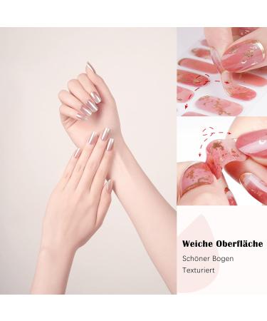 Danni & Toni Blushing Reflection Half-Hardened Gel Nail Films | Pink Mirror Nail Sticker Wraps - 28 Pack - Buy Online on GoSupps.com