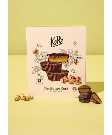 KoRo - Nut Butter Cups Organic Salted Pistachios Gift Set 12 x 13g - Sweet with coconut blossom sugar - Vegan - Ideal gift for gourmets