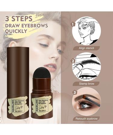 MGLIMZ Eyebrow Stamp Stencil Kit - Long Lasting Natural Shape | Brow Stamp Kit with Brush and Stencils - 3 in 1 Hairline Brow Powder - Black - Buy Online on GoSupps.com