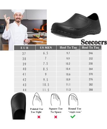 Non Slip Waterproof Men's Chef Shoes - Size 10.5 Black | Oil Resistant Kitchen Clogs for Restaurant Workers - Buy Online on GoSupps.com