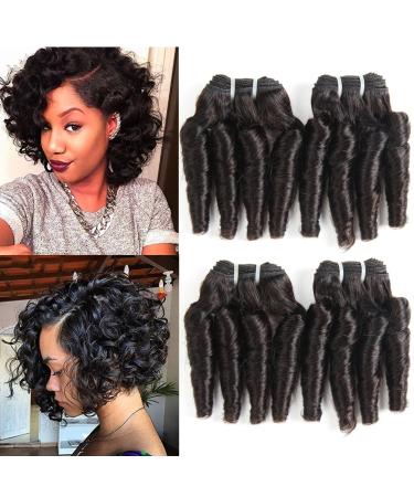 Molefi Brazilian Funmi Hair Loose Wave 4 Bundles Spiral Curl Hair Bundles Short Curly Weave 9A Unprocessed Brazilian Human Hair Extensions 50g/pc Full Head Natural Color (8 8 8 8 Inch) 8 Inch (Pack of 4)