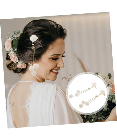 minkissy 1 pair fringe clip crystal hair clip vintage hair clip wedding hair barrettes pompom tassel hairpin crystal hair barrettes ladies suits Plush pearl bridesmaid flowers white - Buy Online on GoSupps.com