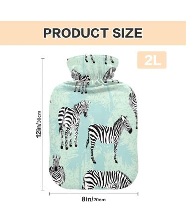 Zebra Blue Hot Water Bottle with Cover - 2L for Pain Relief & Hot/Cold Compress - Perfect Bed Warmer - Buy Online on GoSupps.com