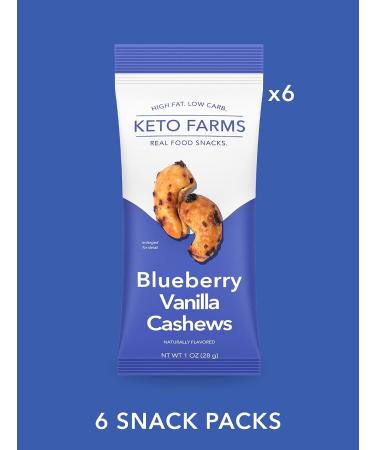 Keto Farms Blueberry Vanilla Cashews - Low Carb Keto Nuts (1 oz, 6 Count) | Roasted Lightly Salted Desserts with Real Fruit | Satisfy Candy Cravings with 0g Added Sugar - Buy Online on GoSupps.com
