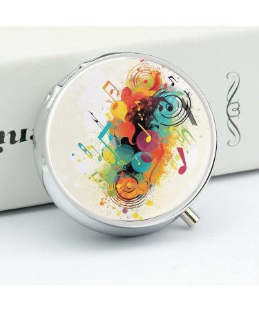 Round Music-Themed 3 Compartment Pill Box | Decorative Portable Medicine Organizer - Shop Internationally - Buy Online on GoSupps.com