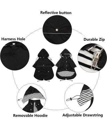 Buy Minezi Waterproof Dog Coat - Zipper Reflective Buttons Adjustable Strap Removable Hood - Large Black (Breast Size 60-69cm) | International Shipping Available - Buy Online on GoSupps.com