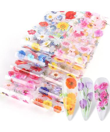 10 Sheets Sunflower Daisy Nail Art Foil Transfer Stickers Dried Flower Nail Foil Summer Spring Nail Decorations Rose Sunflower Daisy Manicure Transfer Tips Nail Art DIY Decoration