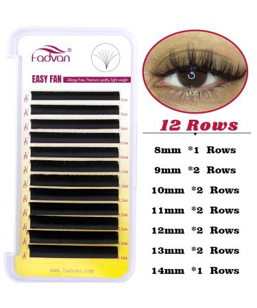 Self-Fleeting Volume Eyelashes - Easy Fan Lashes DD Curl 0.05mm 8-14mm 12 Rows - Light Fanning Eyelash Extensions - Buy Online on GoSupps.com