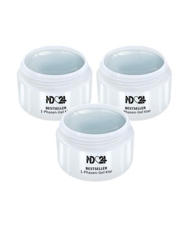 Gel Set 1-Phase Gel Clear Medium Viscosity - 3In1 Allround Nail Gel - Made in Germany (3 x 30ml)