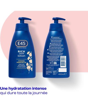 E45 Rich Skin Lotion 400ml E45 Evening Primrose Oil Moisturizing Lotion Lightweight Body Lotion for Dry Sensitive Skin Long Lasting Hydration for Soft and Supple Skin - Buy Online on GoSupps.com