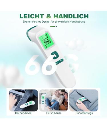 Buy Contactless Fieberthermometer | Digital Infrared Thermometer for Babies & Adults | Accurate Fever Measurement LCD Display & Memory Function - Green - Buy Online on GoSupps.com