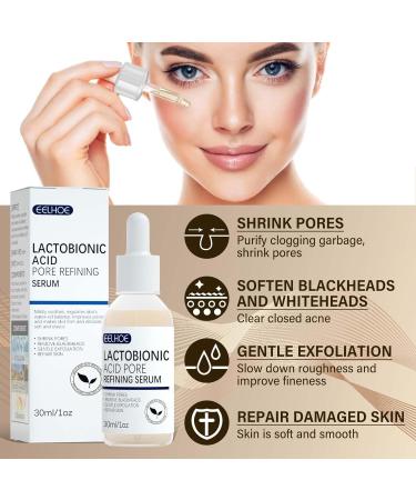 Lactobionic Acid Pore Refining Serum - Shrink Pores Remove Blackheads Reduce Fine Lines & Wrinkles - Anti-Aging Facial Essence 30ml for All Skin Types - Buy Online on GoSupps.com