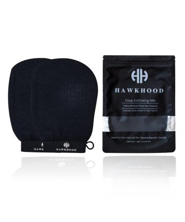 Exfoliating Glove Made Of 100% Viscose Fiber. Double Sided skin care Exfoliator for Body scrub Shower Gloves face scrubber facial exfoliating scrub by Hawkhood?(Pack?of?2) Pack of 2 Black
