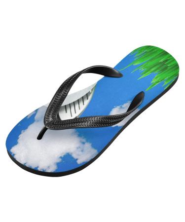 Mnsruu Golf Ball Tee Green Leaves Flip Flops | XL Sandals for Men & Women | Comfortable Travel & Spa Slippers - Buy Online on GoSupps.com