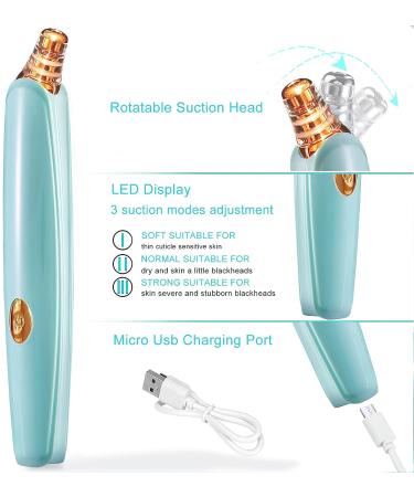 Blackhead Remover Pore Vacuum Cleaner - Electric USB Facial Pore Cleaner with 5 Probes - Upgraded Blackhead Suction Tool Kit (Green) - Buy Online on GoSupps.com