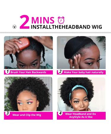 10 Inch Afro Kinky Curly Headband Wig for Black Women - 150% Density Brazilian Virgin Human Hair - Glueless & Natural Black - 10 Inch (Pack of 1) - Buy Online on GoSupps.com