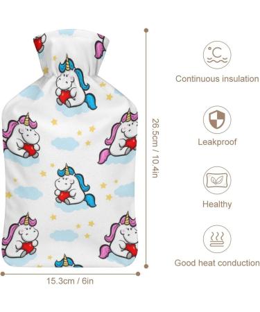 Unicorn Hot Water Bottle with Plush Cover - Hand Warmer for Adults & Kids | 26.5x15.3cm - Perfect for Home & Travel - Buy Online on GoSupps.com