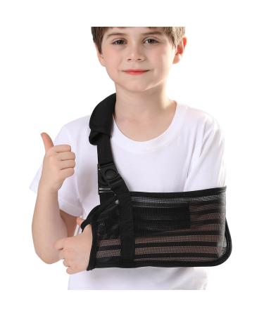 Kids Arm Sling for Shoulder Injury with Removable Shoulder Strap Breathable Mesh Fabric Shoulder Immobilizer for Boys and Girls Children Medical Arm Sling for Showering Beach Use (Large)