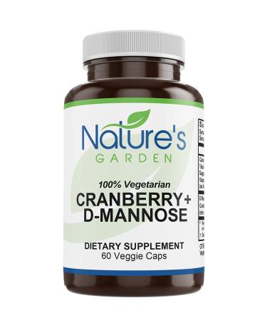 NATURE'S GARDEN ESSENTIALS Cranberry + D-Mannose - 60 Veggie Caps - 1000mg D Mannose with Cranberry Concentrate Plus Vitamin C