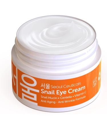Korean Skin Care Snail Eye Cream - 97.5% Snail Mucin Korean Beauty Skincare Anti Aging Under Eye Cream With Cica Centella Asiatica - Extremely Effective Anti Wrinkle Eye Treatment Cream .5 ounce