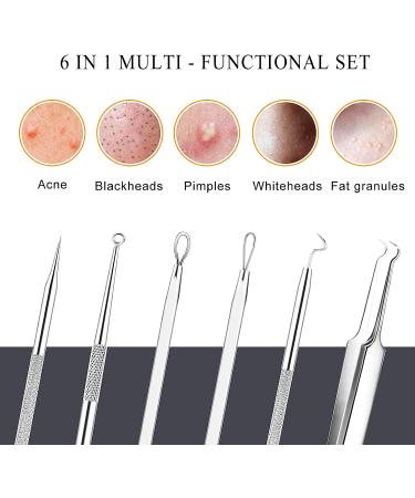 Pimple Popper Tool Kit - 6Pcs Blackhead Remover Comedone Extractor Set in Metal Case - Buy Online on GoSupps.com