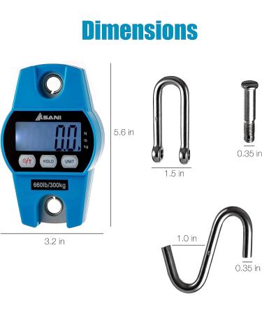 Hanging Weight Scale | 660lb Digital Electronic Weighing Scale for Hunting, Fishing, Farm, and Luggage | Accurate Sensors | Polycarbonate Blue - Buy Online on GoSupps.com