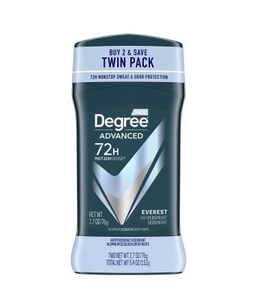 Degree Men antiperspirant deodorant 72-hour sweat and odor protection everest antiperspirant for men with MotionSense technology 2.7 oz, (Pack of 2) Everest 2.7 Ounce, (Pack of 2)