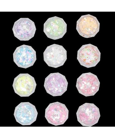 12 Jars Nail Art Glitter Sequins Set DIY Nail Art Stickers Manicure Decoration for Face Body Glitters Makeup Party Masquerade - Buy Online on GoSupps.com