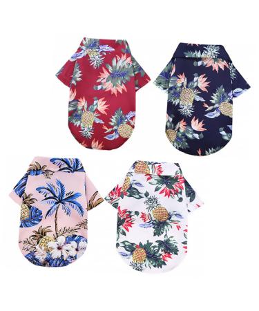 Nusitou summer dress 4 pieces pet shirt girl-night shirt striped shirt pineapple shirt pet sleeve clothing dog t-shirt cool dog shirt fashionable dog dress dog t-shirt m as shown