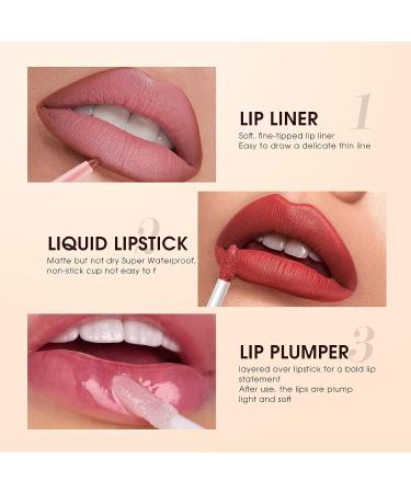 Petansy 15Pcs Lip Liner and Lipstick Set - Long Lasting Waterproof Lipsticks Gift Set, 7 Lip Liner Pencils, 5 Liquid Nude Lipsticks, 2 Matte Shimmer Lipsticks, 1 Lip Plumper - Makeup Set - Buy Online on GoSupps.com
