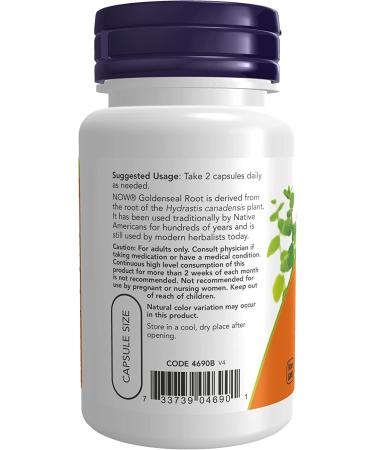 NOW Supplements Goldenseal Root 500mg Herbal Supplement - 50 Veg Capsules - Buy Online on GoSupps.com