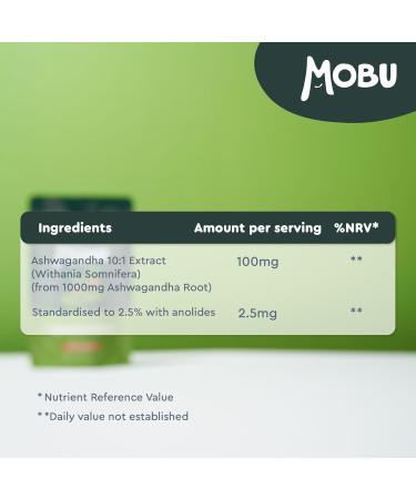 High Strength Ashwagandha 1000mg Supplement - 120 Vegan Tablets | Ayurvedic | GMP Approved | MOBU UK - Buy Online on GoSupps.com