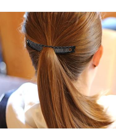 Sibba 6-Pack Banana Hair Clips - Stylish Hair Accessories for Women & Girls in White Brown Black - Ideal for Ponytails & Fishtail Styles - Buy Online on GoSupps.com