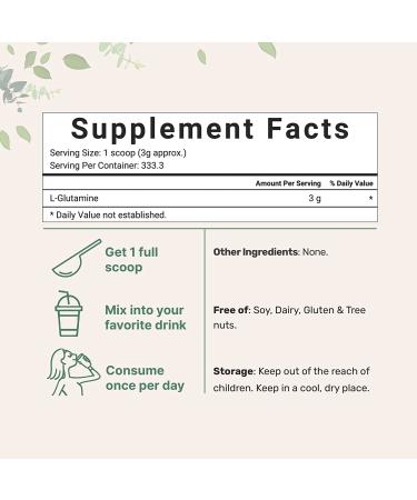 1KG L-Glutamine Powder for Gut Health - 100% Pure, Vegan-Friendly, Non-GMO, Gluten-Free - Supports Muscle Recovery Post Workout - Unflavored, No Fillers or Additives - 2.2lb Pack - Buy Online on GoSupps.com