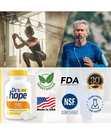 Dr's Hope Pyrroloquinoline Quinone Supplement 20 mg - Promotes Brain Heart & Mental Performance - For Muscle Function Energy Production & Longevity - Gluten Free - 30 Vegan Capsules - 1 Month Supply - Buy Online on GoSupps.com