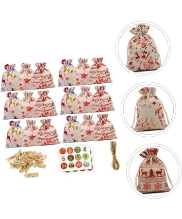 Alipis 1 Set Christmas Calendar Christmas Banner Wooden Decor Xmas Favor Bags Cotton Small Cloth Bag - Buy Online on GoSupps.com
