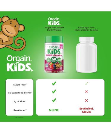 Buy Orgain Kids Sugar Free Multivitamin Gummies - Vegan 50 Superfoods 15 Vitamins Immune Support 60 Gummies for Ages 4+ Mixed Berry - Buy Online on GoSupps.com