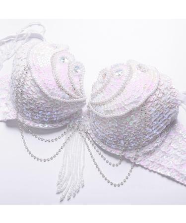 ROYAL SMEELA Tribal Belly Dance Costume for Women - Large White Bra and Belt Set for Professional Dancing | Sexy Carnival Suit - Buy Online on GoSupps.com