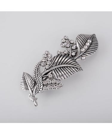 Dreamtimes Oak Leaf Hair Clip Zircon Round Hand Cast Metal Barrette Large Hand Crafted Barrette French Hair Clip Vintage Protection Hair Clip Barrettes Gift for Women Girl (SILVER) - Buy Online on GoSupps.com