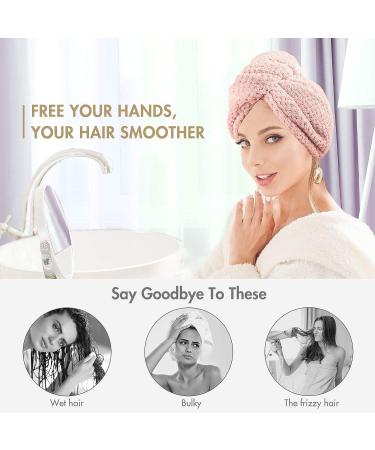 CHOOBY 3+1 Pack Microfiber Hair Towel Wrap - Quick Dry, Super Absorbent, Anti Frizz - For Women, Girls, and Families with Curly, Long, or Thick Hair - Choose Pink, Purple, or Gray Design - Buy Online on GoSupps.com