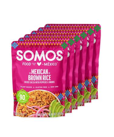 SOMOS Mexican Brown Rice 8.8 oz Pouch (Pack of 6) Gluten Free Non-GMO Plant Based Vegan Microwavable Meals Ready to Eat